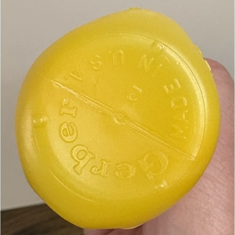 Vintage Lot Of 2 Gerber Plastic Baby Bottle Set Yellow Owl One Lid
